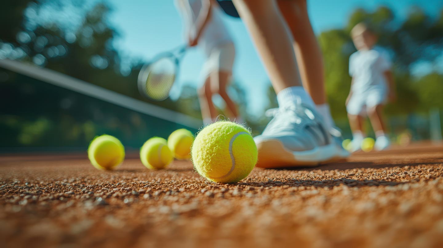Nen aprenent a jugar a tennis amb un entrenador